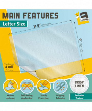 Textured Self Adhesive Laminating Sheets, Crisp Linen Finish, 9 x 11.5 Inches, 4 Mil Thick, 10 Pack, for Letter Size Self