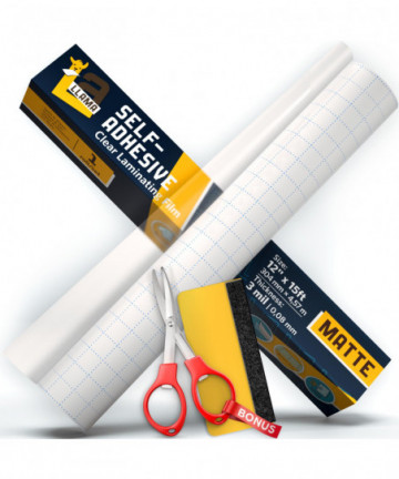 Matte Self Adhesive Laminating Roll 12� x 15ft - 3 MIL Matte Clear Laminate Vinyl Roll for Stickers