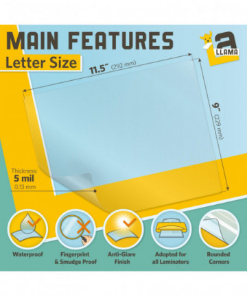 Matte Thermal Laminating Pouches, Matte Finish, 9 x 11.5 Inches, 5 Mil Thickness, 30 Pack, Fitted for Letter Size Laminating