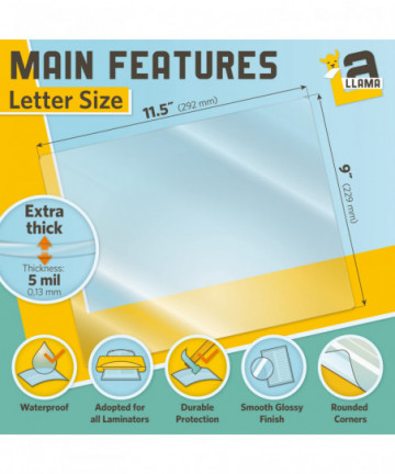 Thermal Laminating Pouches, 9 x 11.5 Inches, 5 Mil Thick, 20 Pack of Glossy Lamination Pouches, Fitted for Letter Size