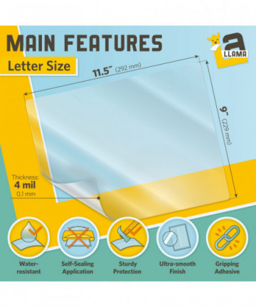 Self Adhesive Laminating Sheets, 9 x 11.5 Inches, 4 Mil Thick, Suited for Letter Size Self Sealing Lamination Sheets 8.5 x 11,