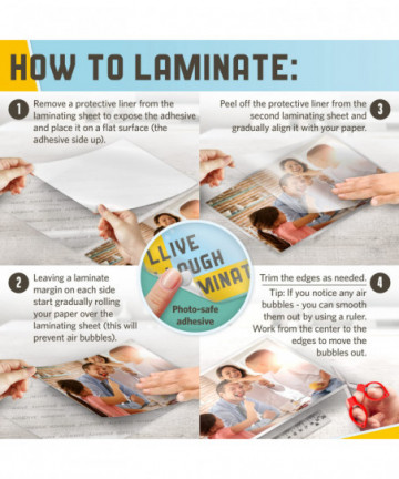 Self Adhesive Laminating Sheets, 9 x 12 Inches, 4 Mil Thick, Suited for Letter Size Self Sealing Lamination Sheets 8.5 x 11, 10