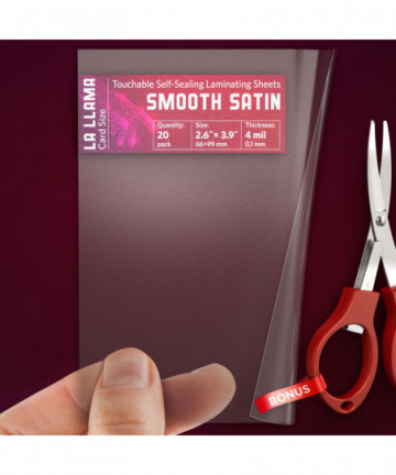 Textured Self Adhesive Laminating Sheets, Smooth Satin Finish, 2.6 x 3.9 Inches, 4 Mil Thick, 20 Pack, Suited for Business Card
