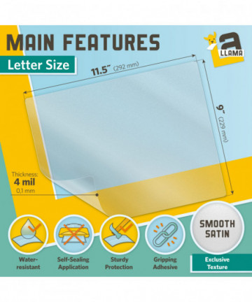 Textured Self Adhesive Laminating Sheets, Smooth Satin Finish, 9 x 11.5 Inches, 4 Mil Thick, 10 Pack, for Letter Size Self