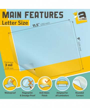 Matte Thermal Laminating Pouches 9 x 11.5 Inches, 3 Mil Thick, 30 Pack, Letter Size Laminating Sheets 8.5 x 11