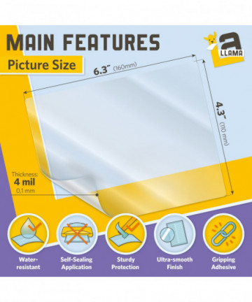 Self Adhesive Laminating Sheets, 4.3 x 6.3 Inches, 4 Mil Thick, 20 Pack Suited for Picture Size Self Seal Lamination Sheets 4 x