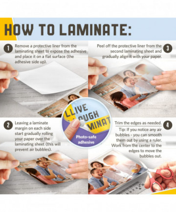 Self Adhesive Laminating Sheets, 4.3 x 6.3 Inches, 4 Mil Thick, 20 Pack Suited for Picture Size Self Seal Lamination Sheets 4 x