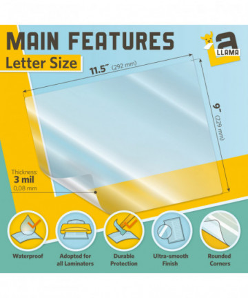 Thermal Laminating Pouches, 9 x 11.5 Inches, 3 Mil Thick, 30 Pack, Suited for Letter Size Laminating Sheets 8.5 x 11