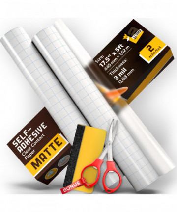 2 Pack Matte Clear Contact Paper Roll 17.5� x 5ft, Multipurpose Clear Contact Paper Peel and Stick