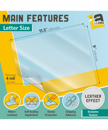 Textured Self Adhesive Laminating Sheets, Leather Finish, 9 x 11.5 Inches, 4 Mil Thick, 10 Pack, Suitable for Letter Size Self