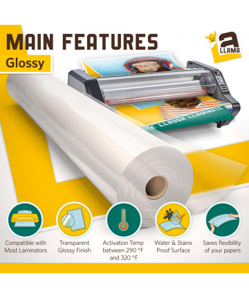 2 Pack Thermal Laminating Film Roll 25" x 250', NAP I, 1" Poly-in Core, 1.5 Mil Laminate Rolls