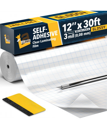 Self Adhesive Clear Sticker Laminate Roll 12x30ft High Glossy Clear Vinyl Laminating Film 3 MIL Extra Long Roll