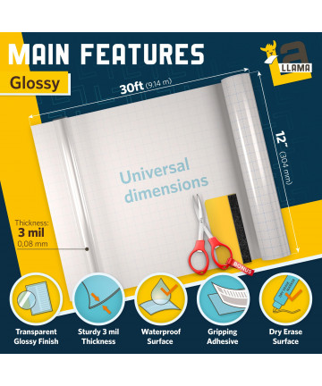 Self Adhesive Clear Sticker Laminate Roll 12x30ft High Glossy Clear Vinyl Laminating Film 3 MIL Extra Long Roll